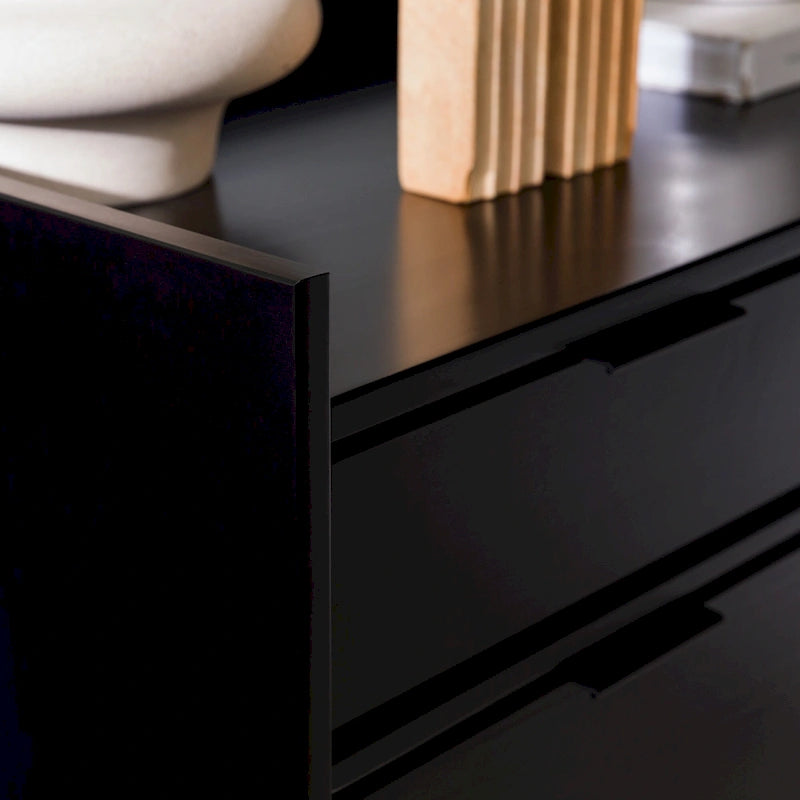 Modern Gallery Top Solid Pine Wood Chest, 6 Drawers