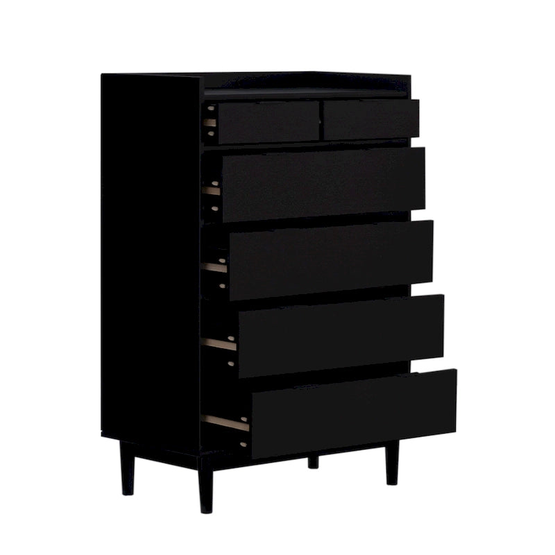 Modern Gallery Top Solid Pine Wood Chest, 6 Drawers