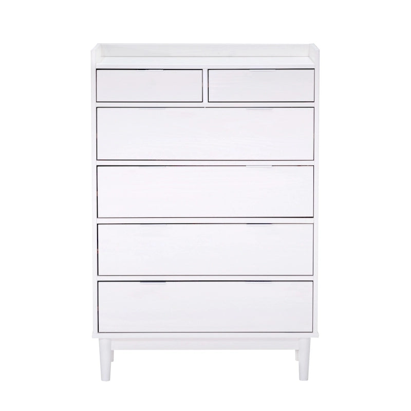 Modern Gallery Top Solid Pine Wood Chest, 6 Drawers
