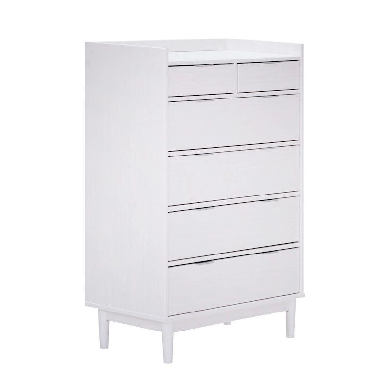 Modern Gallery Top Solid Pine Wood Chest, 6 Drawers