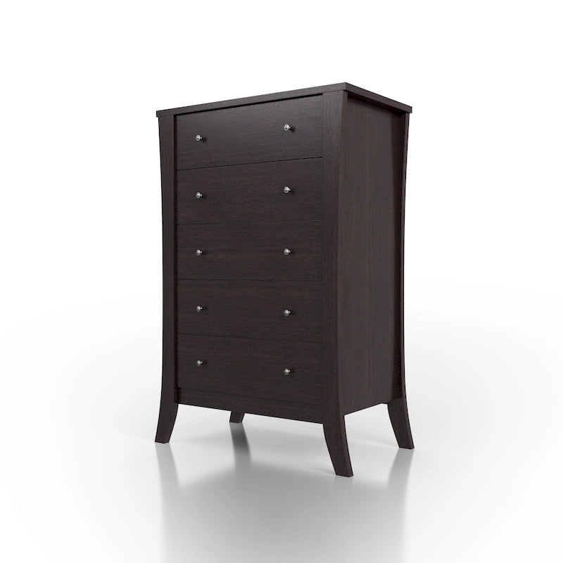 Transitional Espresso 5-Drawer Vertical Chest