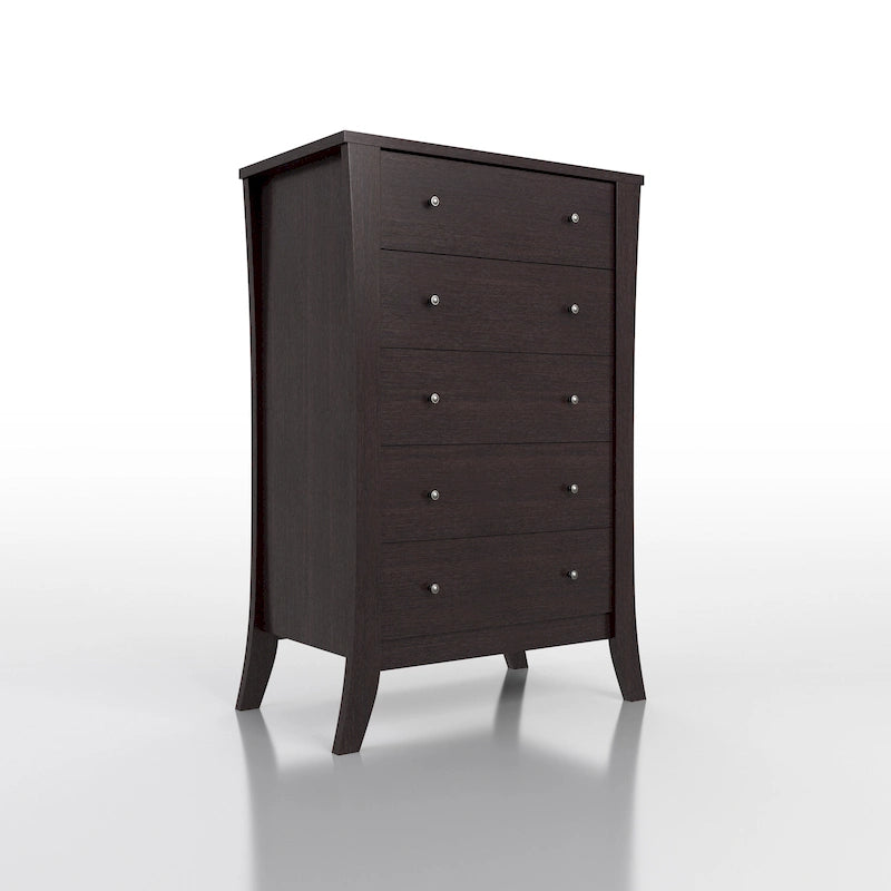 Transitional Espresso 5-Drawer Vertical Chest