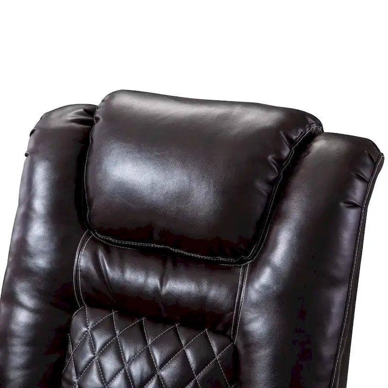 Leather Home Theater Recliner with USB Ports and Cup Holders