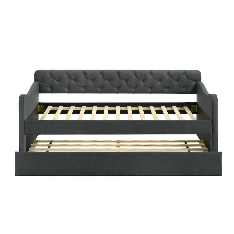 Contemporary Twin Upholstered Tufted Day Bed with Trundle
