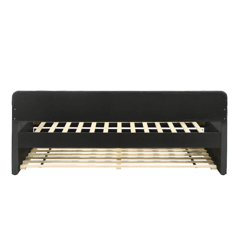 Contemporary Twin Upholstered Tufted Day Bed with Trundle