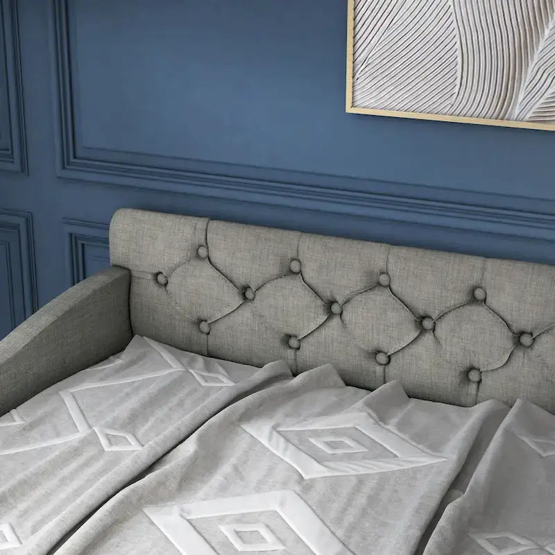 Contemporary Twin Upholstered Tufted Day Bed with Trundle