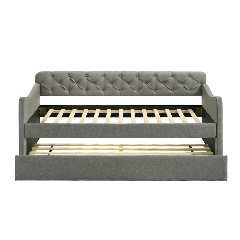 Contemporary Twin Upholstered Tufted Day Bed with Trundle