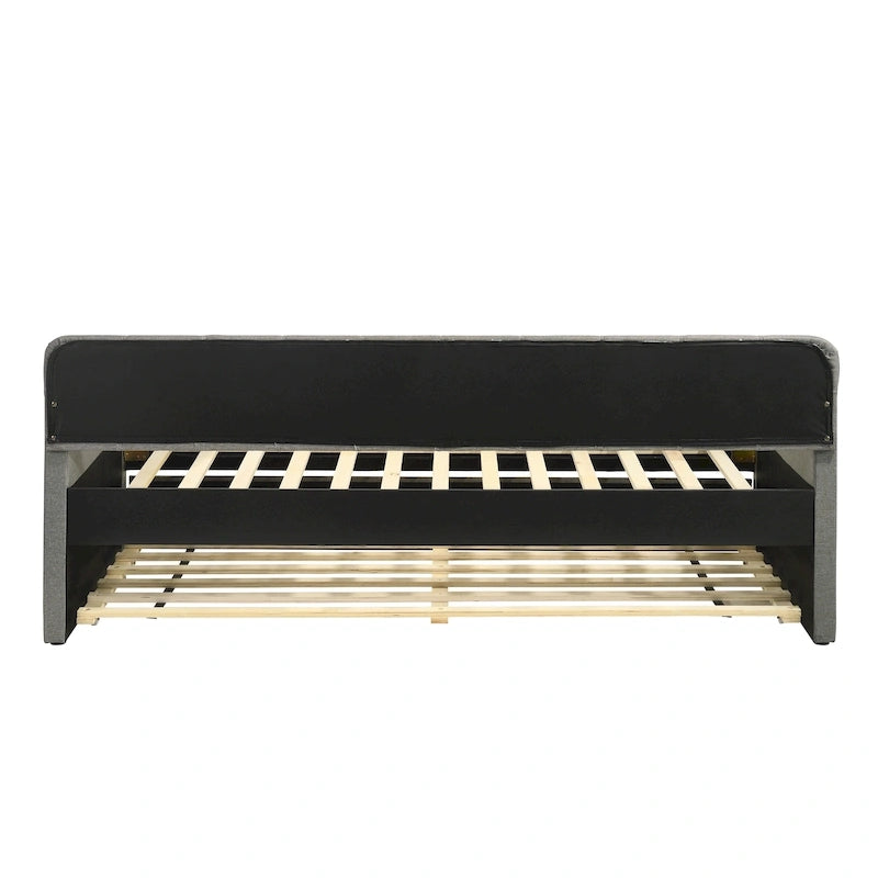 Contemporary Twin Upholstered Tufted Day Bed with Trundle
