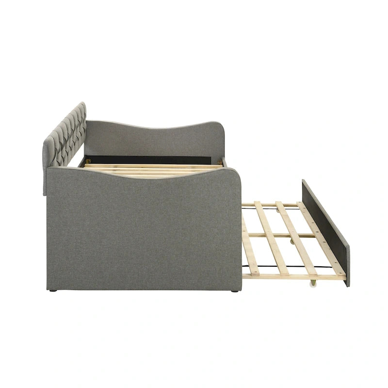 Contemporary Twin Upholstered Tufted Day Bed with Trundle