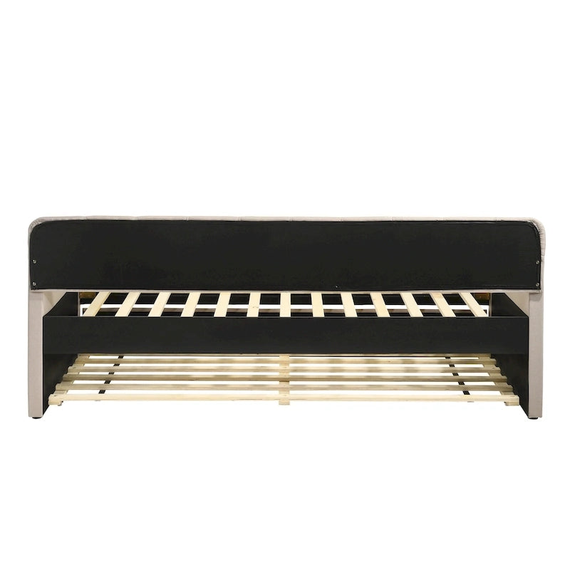 Contemporary Twin Upholstered Tufted Day Bed with Trundle