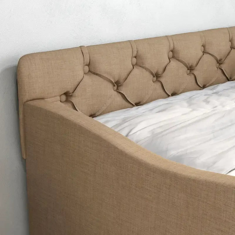Contemporary Twin Upholstered Tufted Day Bed with Trundle