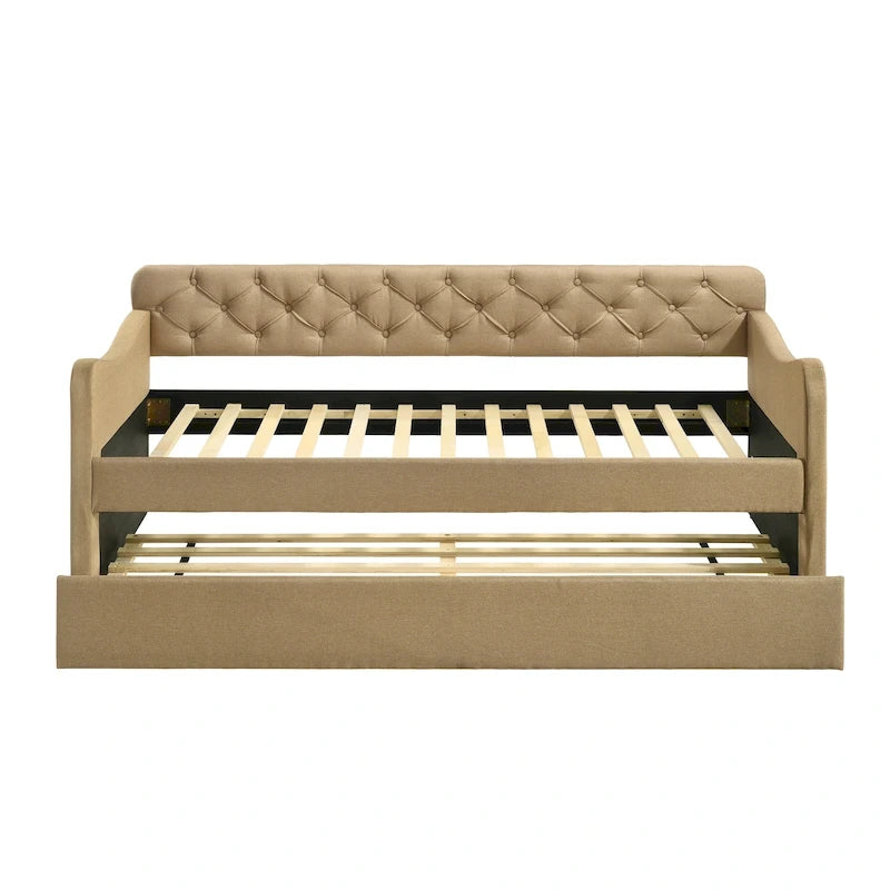 Contemporary Twin Upholstered Tufted Day Bed with Trundle