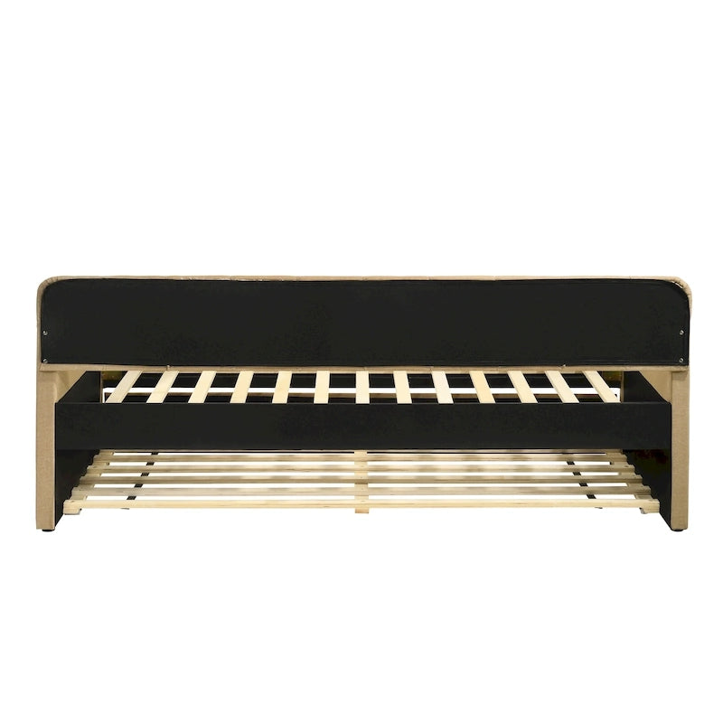 Contemporary Twin Upholstered Tufted Day Bed with Trundle