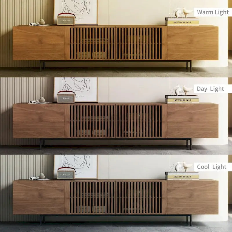Mid-Century Modern TV Stand, 4 Doors, Fits TVs Up to 100 Inches