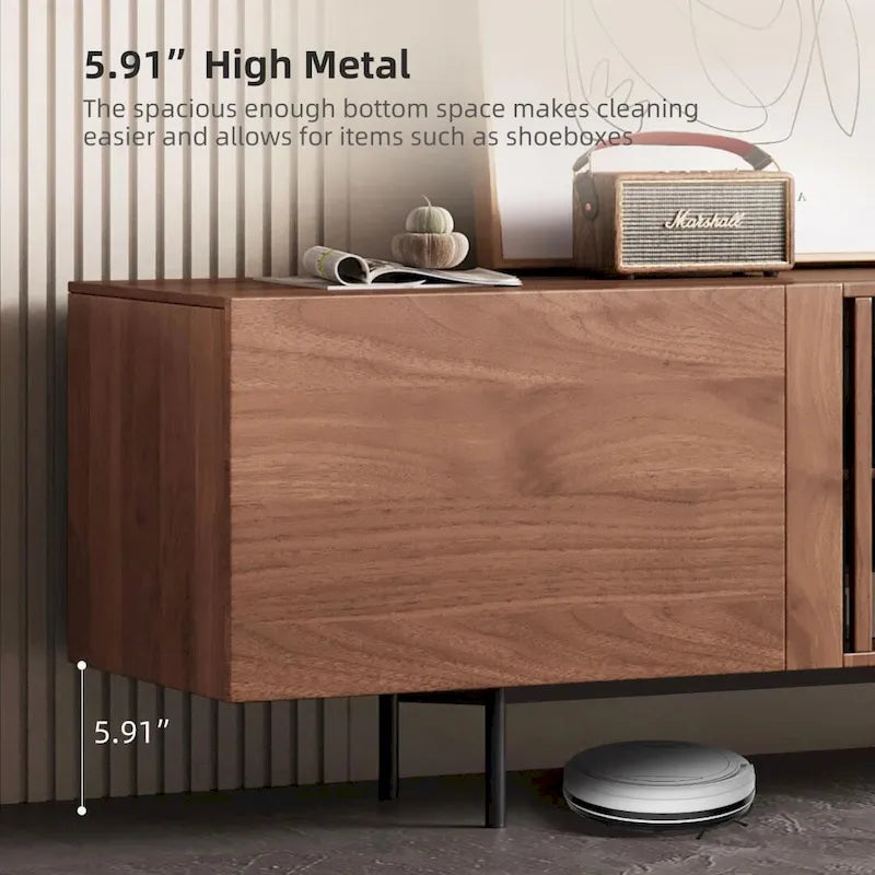 Mid-Century Modern TV Stand, 4 Doors, Fits TVs Up to 100 Inches