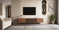 Mid-Century Modern TV Stand with 4 Doors Storage Cabinets, Fits TVs Up to 100 Inches, Living Room Entertainment Center