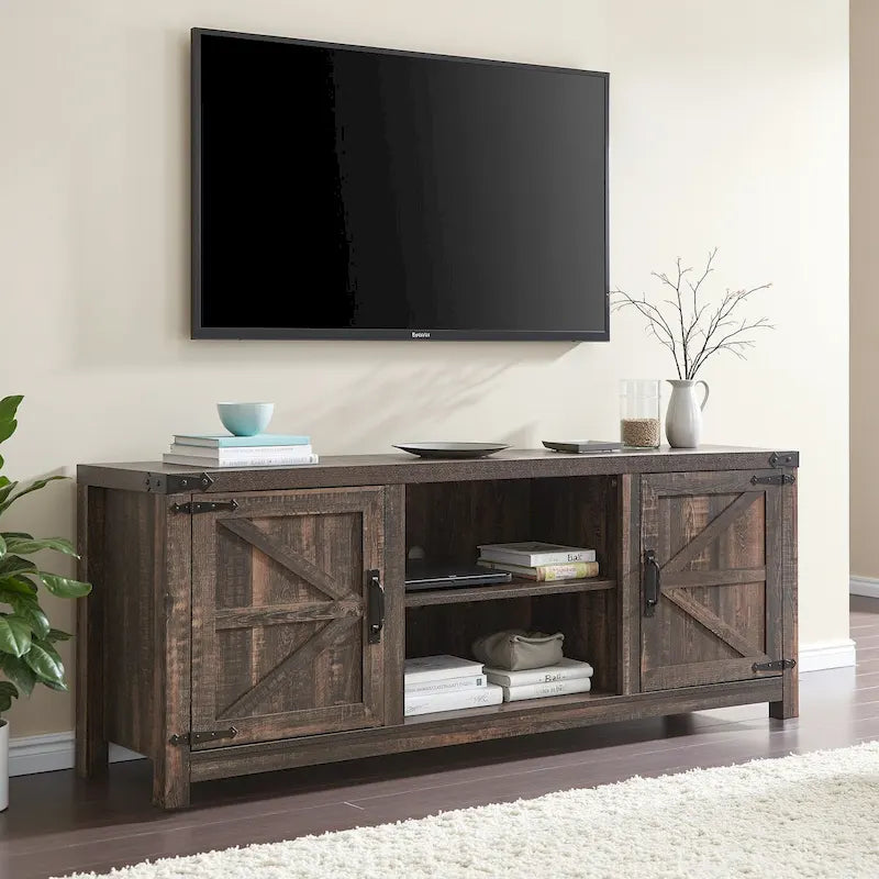 Farmhouse TV Stand, Entertainment Center, Barn Door Cabinet