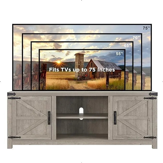 Farmhouse TV Stand, Entertainment Center, Barn Door Cabinet