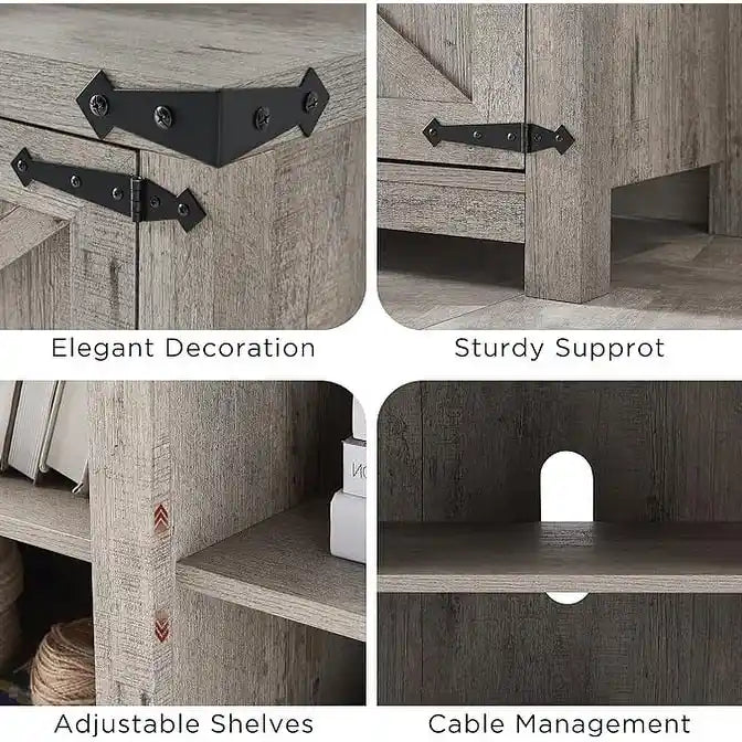 Farmhouse TV Stand, Entertainment Center, Barn Door Cabinet