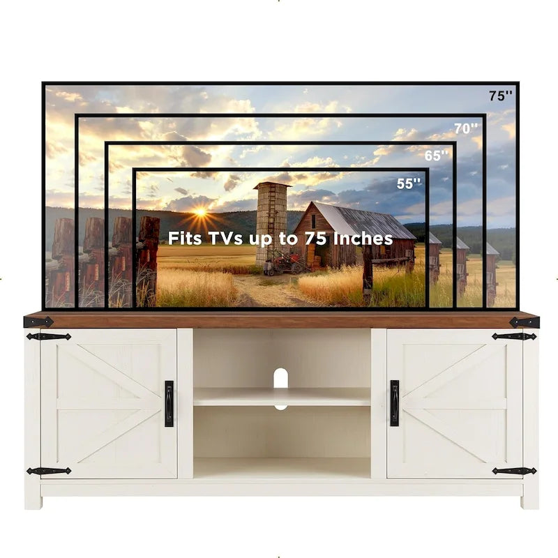 Farmhouse TV Stand, Entertainment Center, Barn Door Cabinet