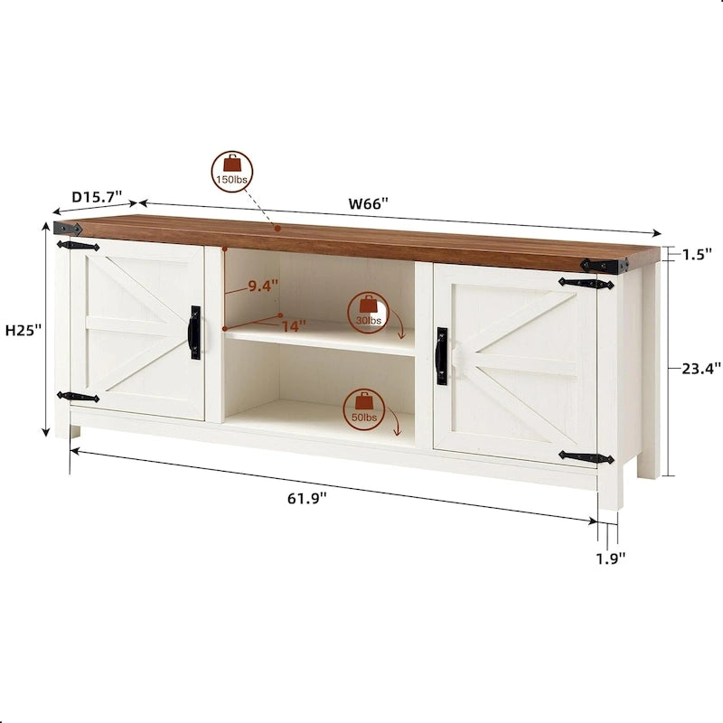 Farmhouse TV Stand, Entertainment Center, Barn Door Cabinet