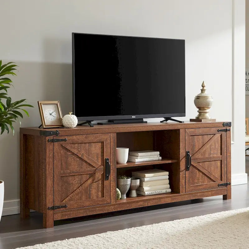 Farmhouse TV Stand, Entertainment Center, Barn Door Cabinet