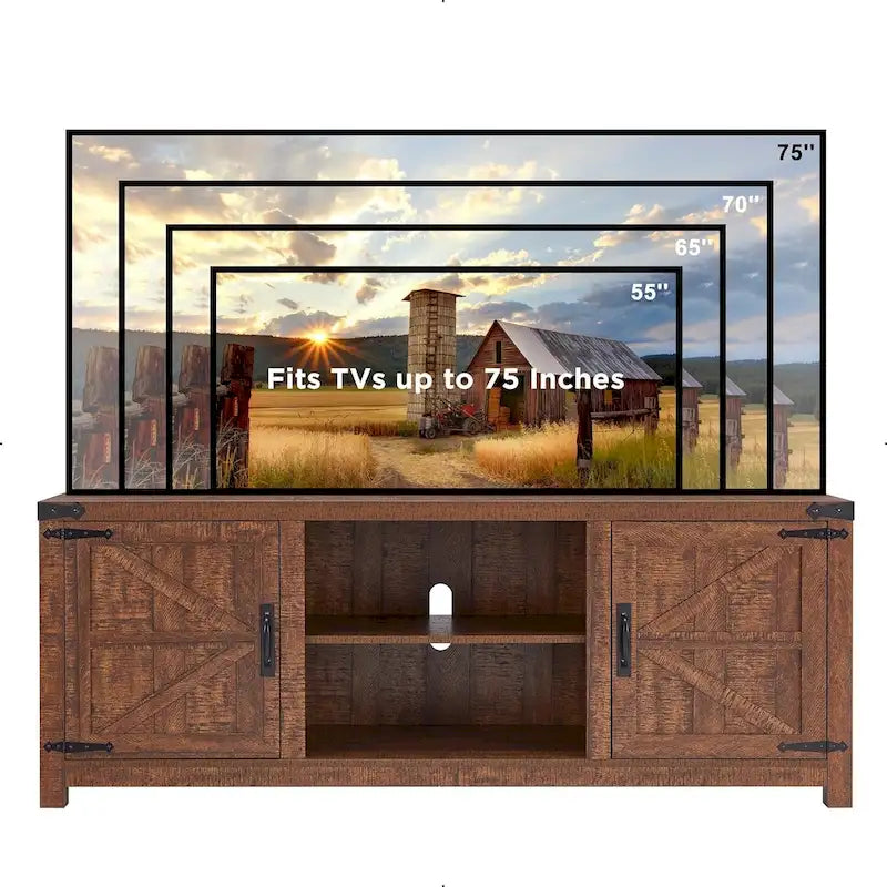 Farmhouse TV Stand, Entertainment Center, Barn Door Cabinet