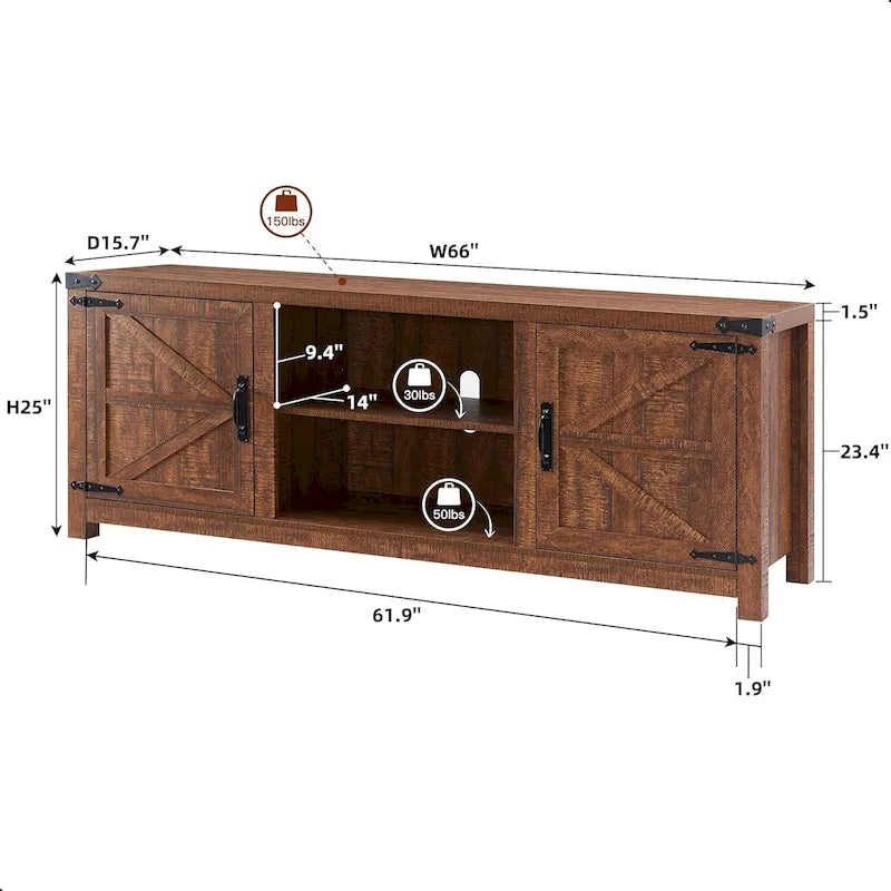 Farmhouse TV Stand, Entertainment Center, Barn Door Cabinet