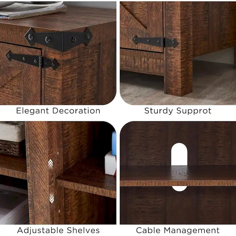 Farmhouse TV Stand, Entertainment Center, Barn Door Cabinet