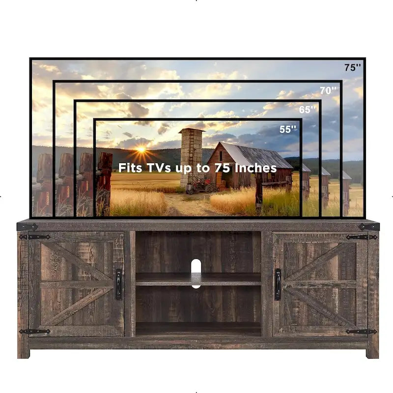 Farmhouse TV Stand, Entertainment Center, Barn Door Cabinet