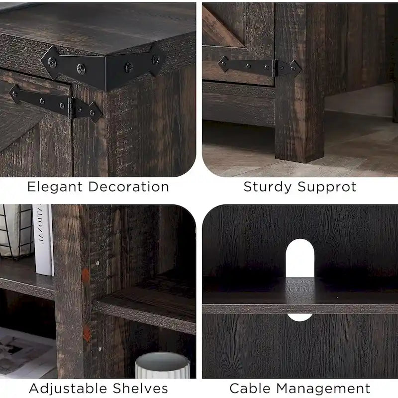 Farmhouse TV Stand, Entertainment Center, Barn Door Cabinet