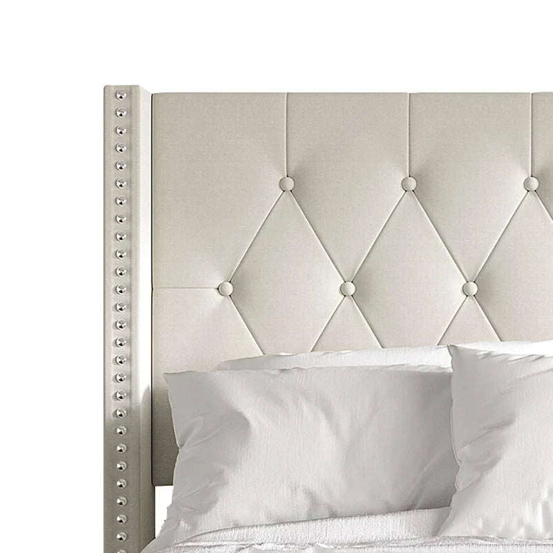 Button Tufted Wingback Upholstered Bed, Multiple Sizes and Colors