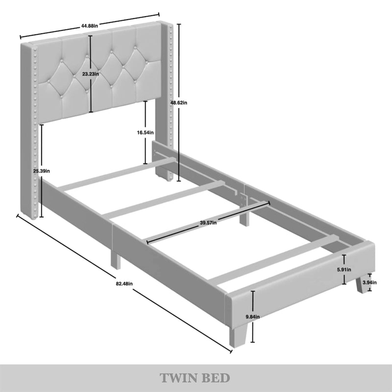 Button Tufted Wingback Upholstered Bed, Multiple Sizes and Colors