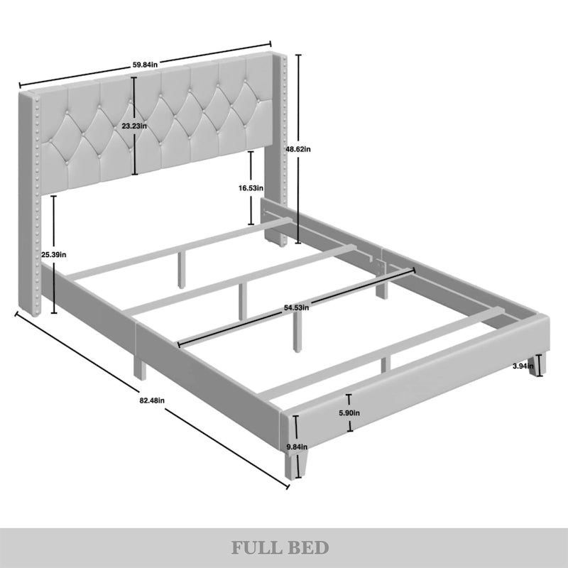 Button Tufted Wingback Upholstered Bed, Multiple Sizes and Colors