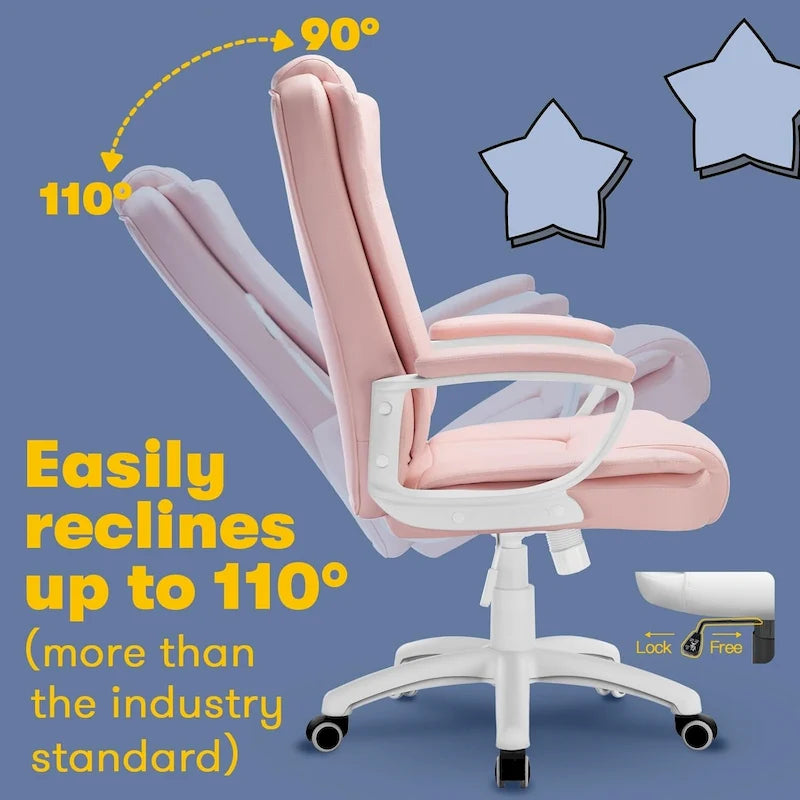 High Back Executive Office Chair, Ergonomic, Leather, 400 lbs