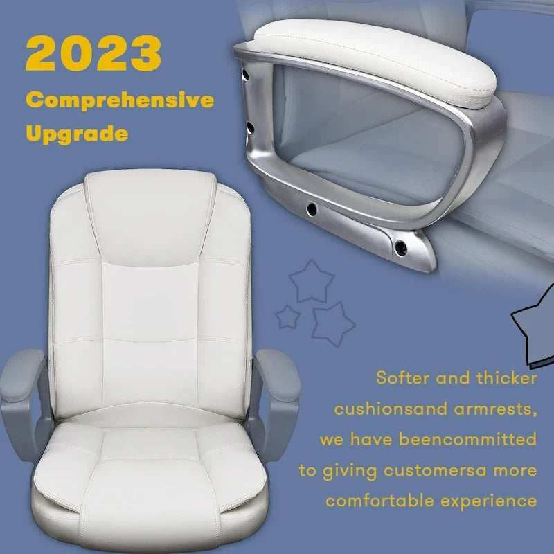 High Back Executive Office Chair, Ergonomic, Leather, 400 lbs