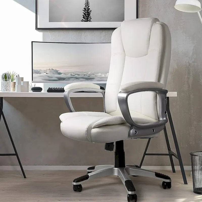 High Back Executive Office Chair, Ergonomic, Leather, 400 lbs