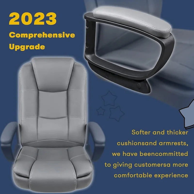 High Back Executive Office Chair, Ergonomic, Leather, 400 lbs