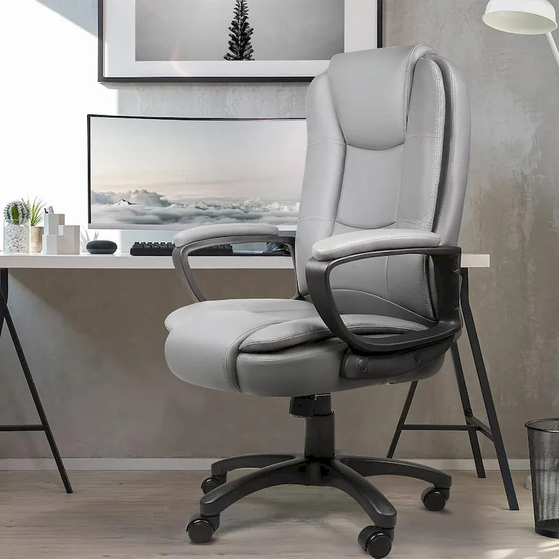 High Back Executive Office Chair, Ergonomic, Leather, 400 lbs