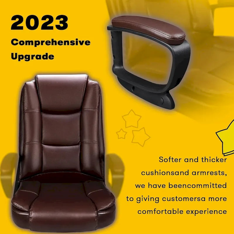 High Back Executive Office Chair, Ergonomic, Leather, 400 lbs