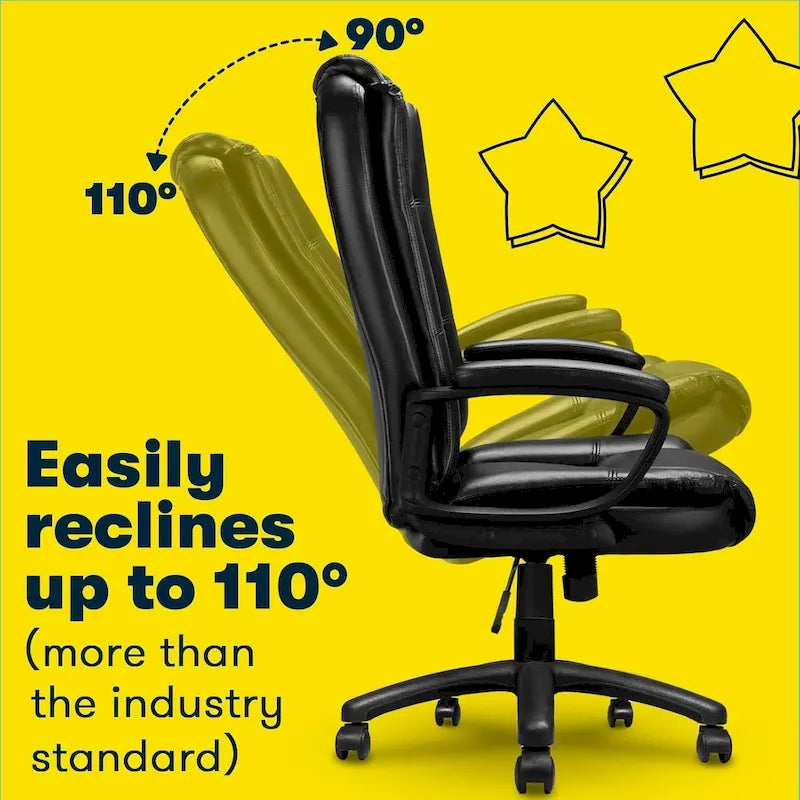 High Back Executive Office Chair, Ergonomic, Leather, 400 lbs