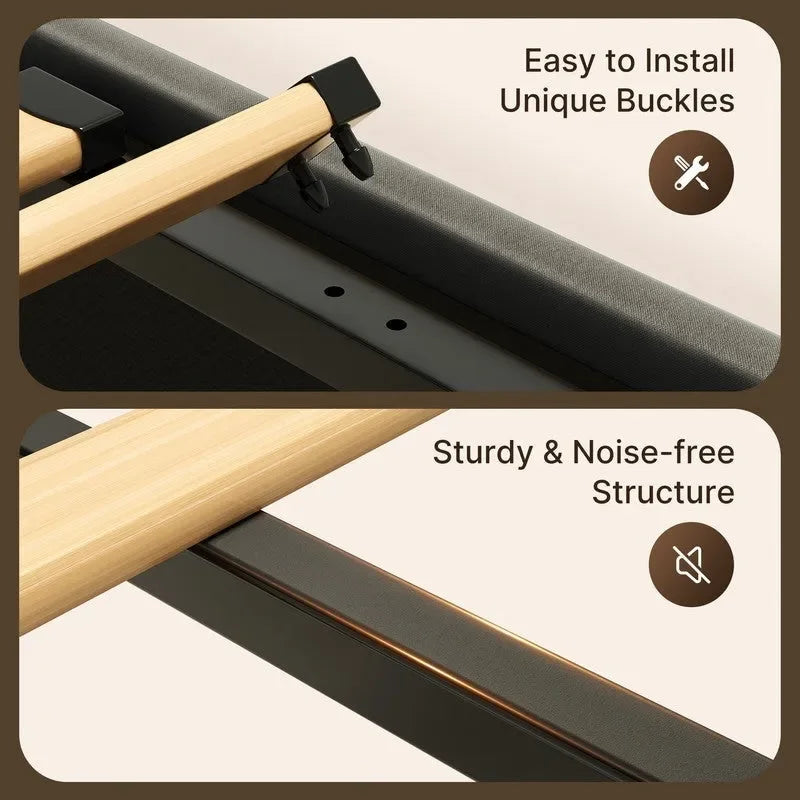 Upholstered Platform Bed Frame with Hydraulic Storage System