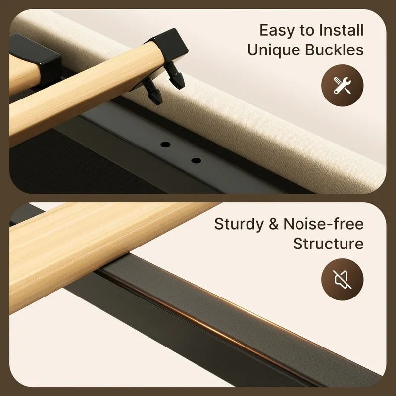 Upholstered Platform Bed Frame with Hydraulic Storage System