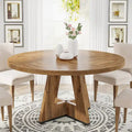 47-Inch Round Farmhouse Dining Table for 4, Wood