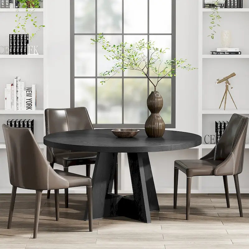 47-Inch Round Farmhouse Dining Table for 4, Wood