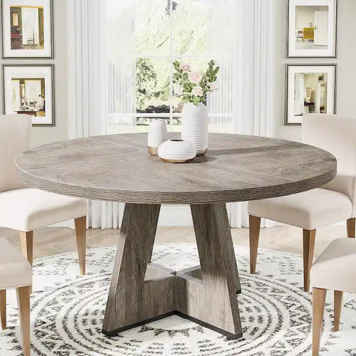 47 Round Dining Table for 4, Farmhouse Kitchen Table Small Dinner Table Wood Kitchen Table for Dining Room Living Room