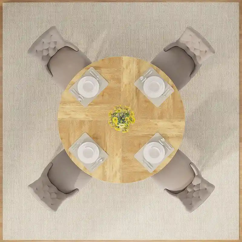 47-Inch Round Farmhouse Dining Table for 4, Wood