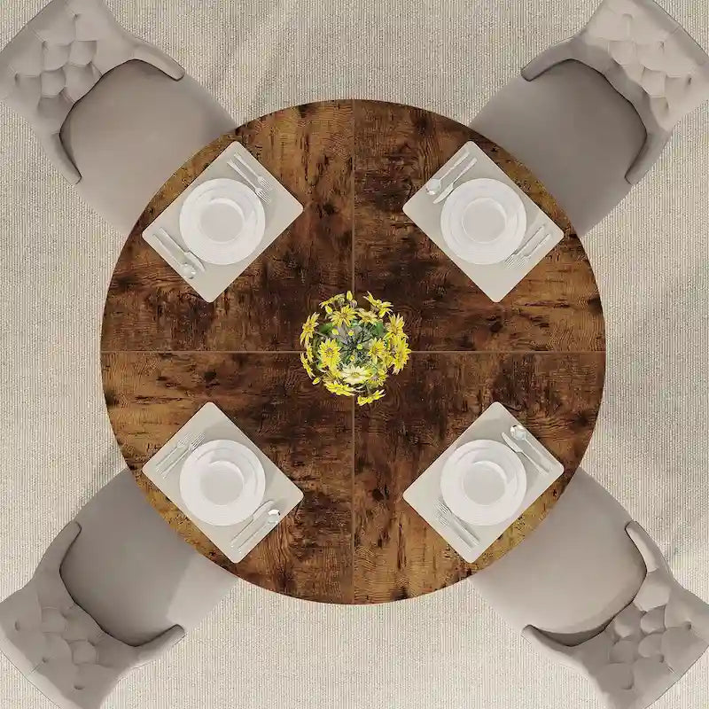 47-Inch Round Farmhouse Dining Table for 4, Wood