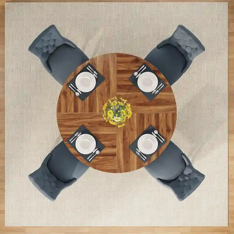 47-Inch Round Farmhouse Dining Table for 4, Wood
