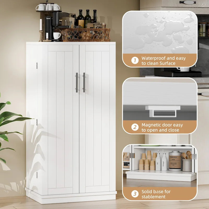 47-Inch Pantry Cabinet, Wooden Kitchen Storage Cabinet